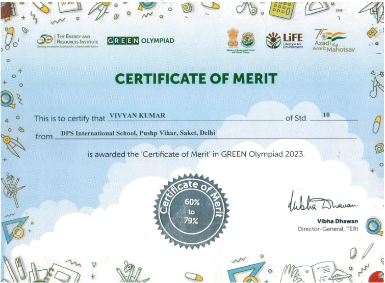 Green Olympiad Certificate of Merit 